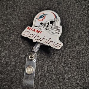 NFL Football Miami Dolphins Sports Retractable ID Card Badge Holder Reel NEW